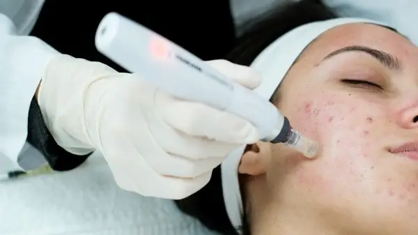Woman getting microneedling 