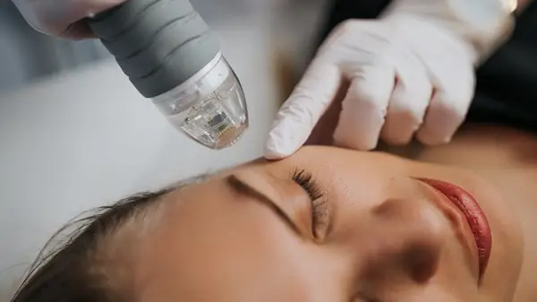Woman getting microneedling 