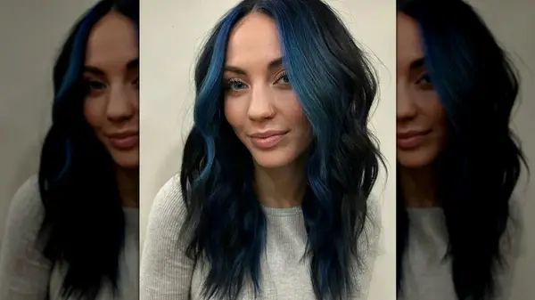 face framing blue highlights