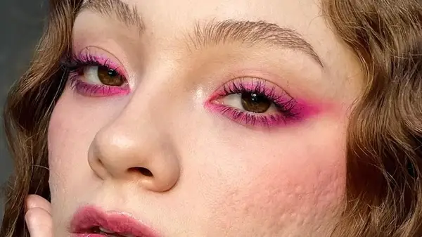 Pink smudged eyeliner