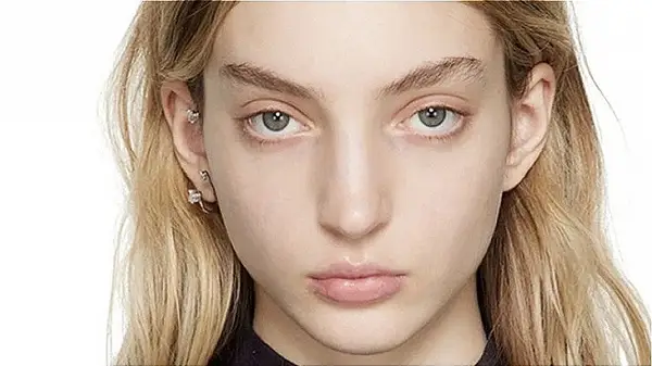 Silver full ear cuff with crystals on woman