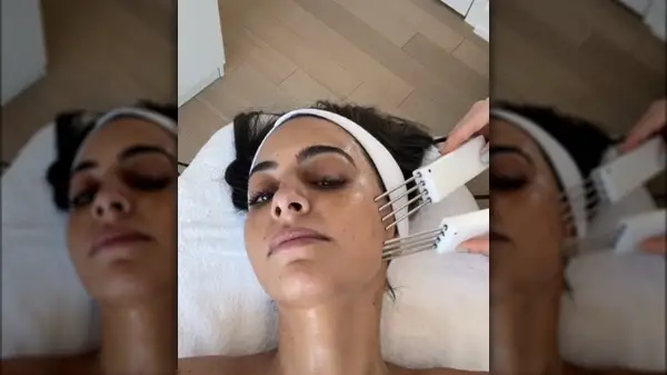 Woman getting a microcurrent facial