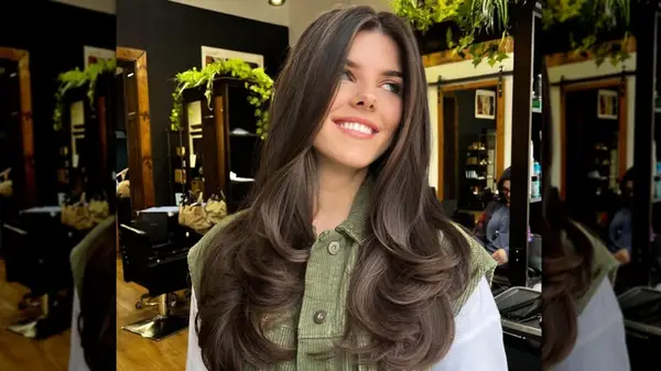 Woman with butterfly haircut