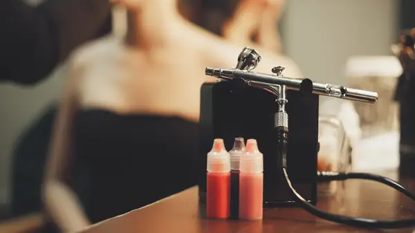 Close up of airbrush makeup kit