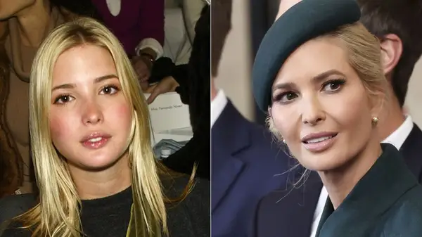 Two photos of Ivanka Trump, one younger and one in 2024
