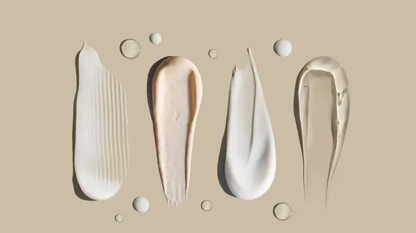 Swatches of different skin care products