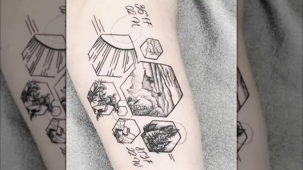 Coordinate and landscape tattoo