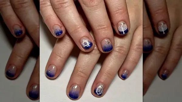 Hanukkah French manicure