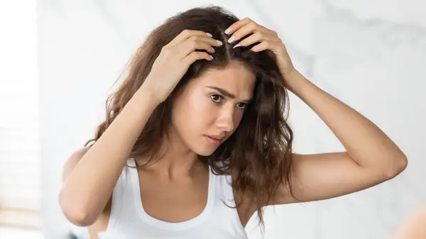 Woman looking at flyaways