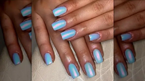 Blue and pink nails