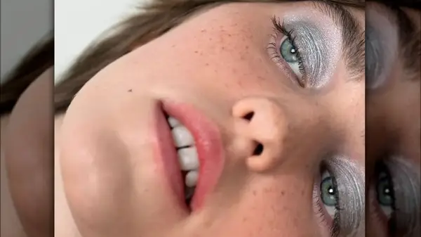 Woman wearing metallic shadow 