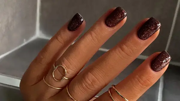 Dark brown nails