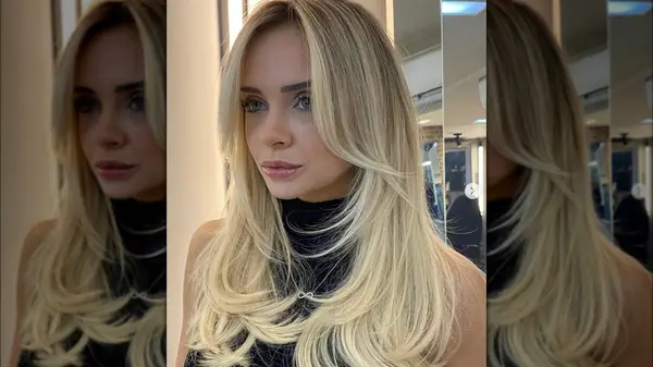 long blonde hair with bangs