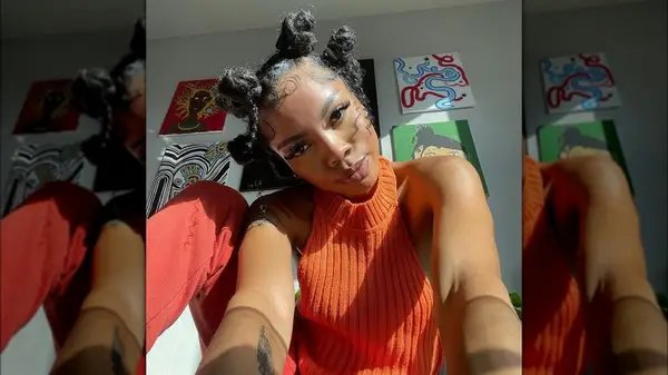 Woman with bantu knots