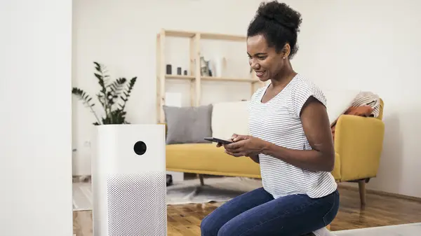 Woman with humidifer
