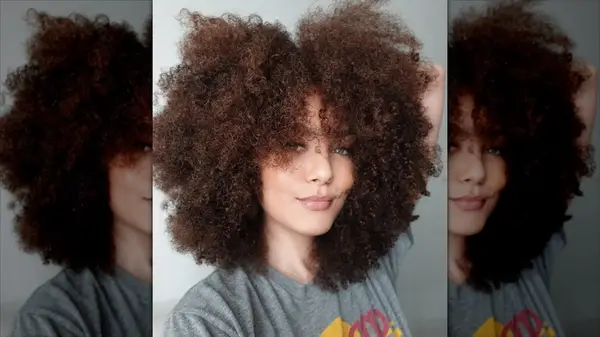 Woman with rounded cut hair