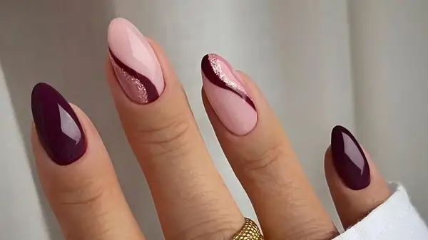 Pink and burgundy nails