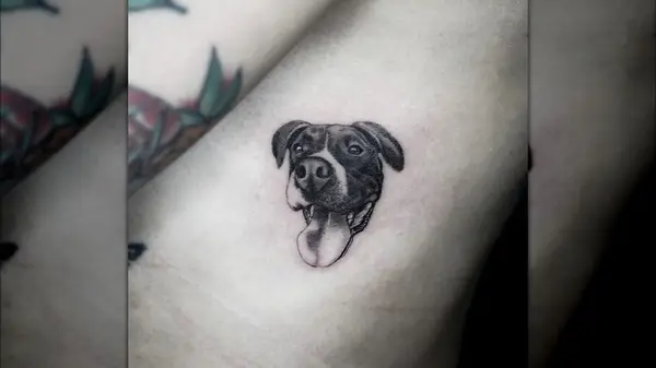 micro realism tattoo of dog