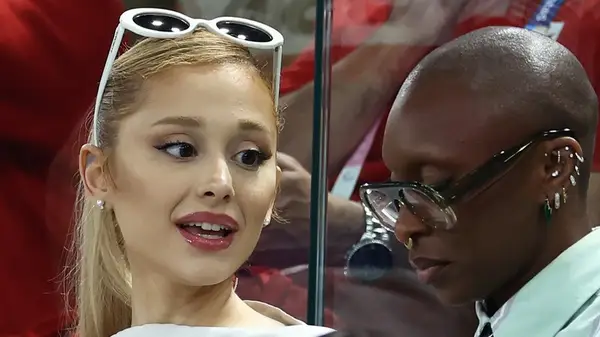 Ariana Grande at the Olympics with Cynthia Erivo