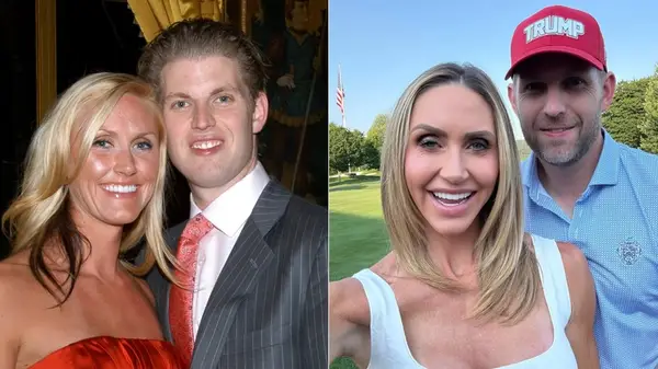 Lara Trump and Eric Trump in two separate pictures over a decade apart