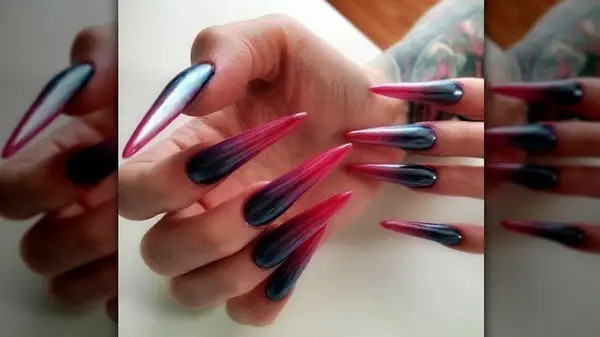 Long red and black nails