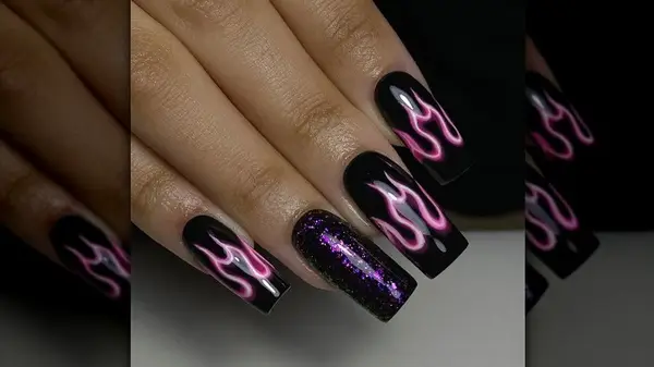 Flame nail art