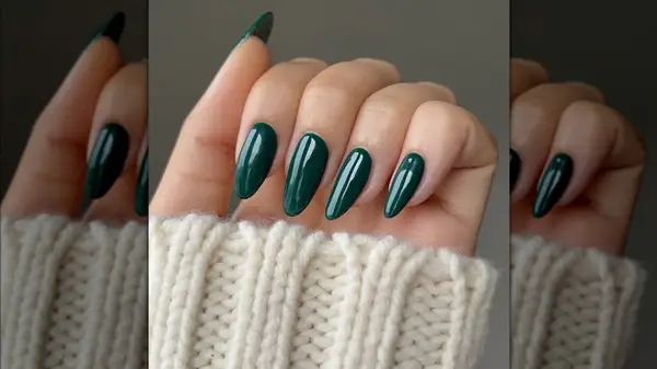Instagram photo of nearly closed hand with green gel polish