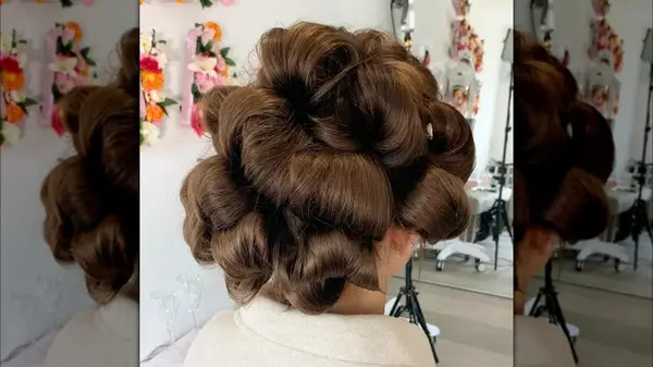 Woman with pin curls