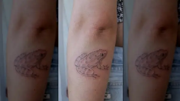 Frog fine-line tattoo