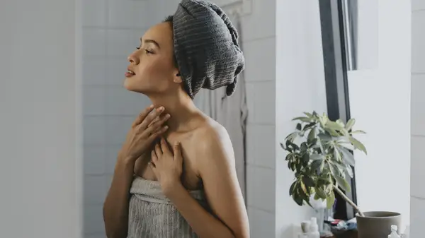 Woman after taking shower