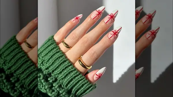 Red bow nails