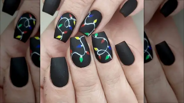 Matte Christmas lights nails