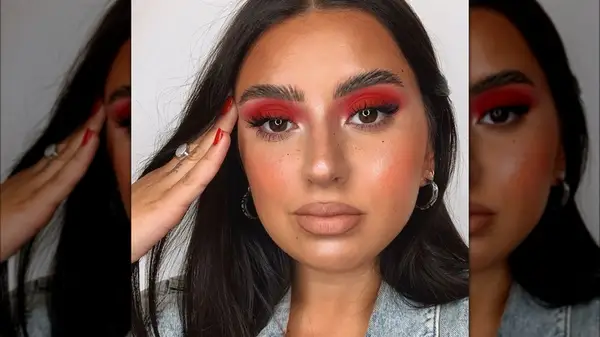 Woman wearing red eyeshadow