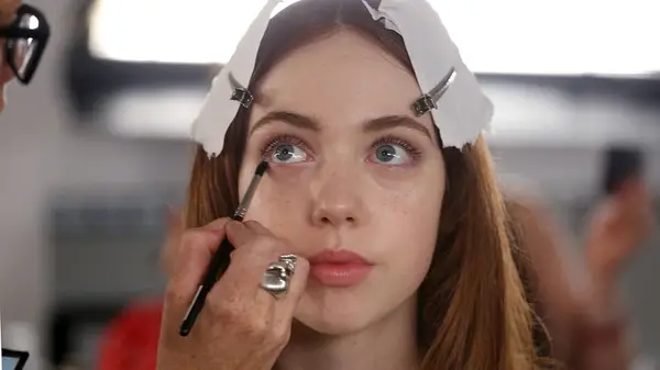 Model having natural makeup applied