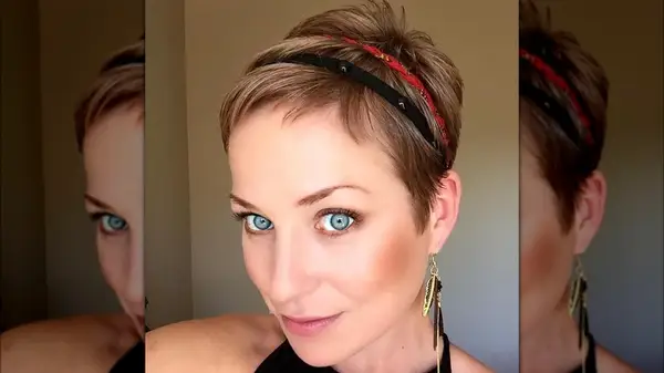 Woman wearing two headbands