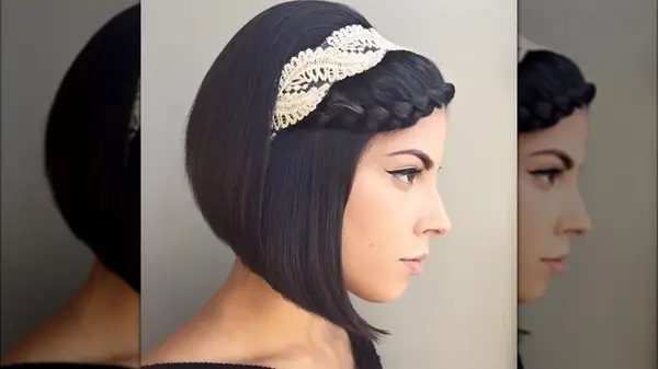 Woman wearing a braid and headband