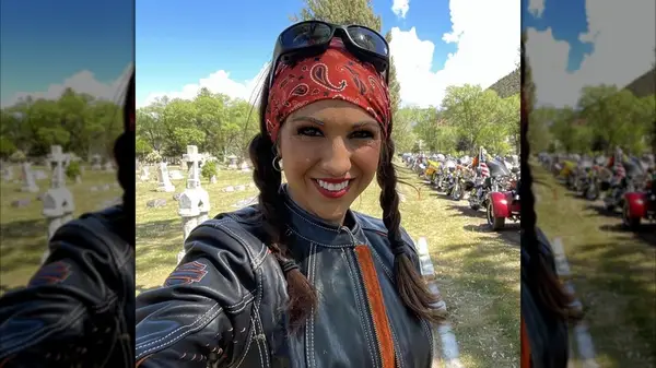 Lauren Boebert on Instagram with a bandana and a leather jacket