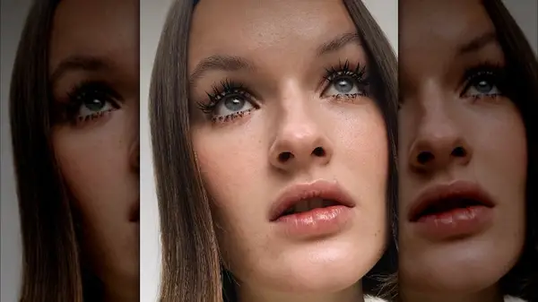 Woman with spidery eyelashes