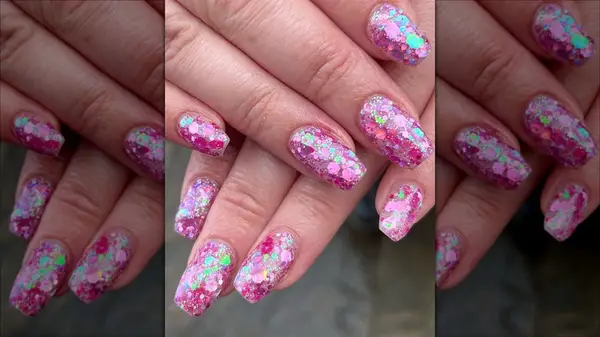 Pink glitter nails