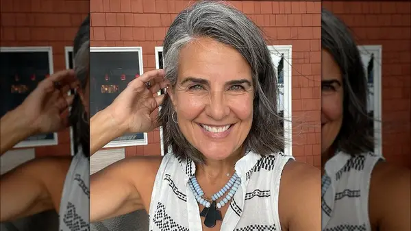 Woman with a side part