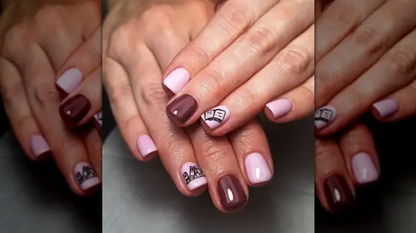 book themed manicure with book accent nail