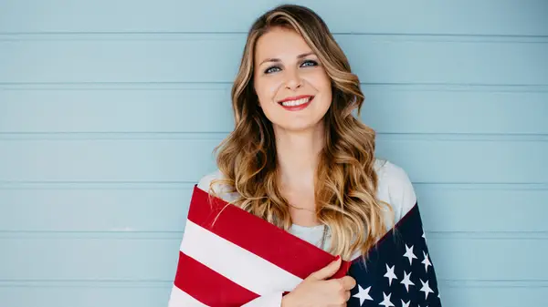 Woman with blue eyes