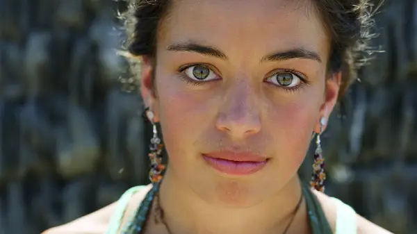 Woman with green eyes