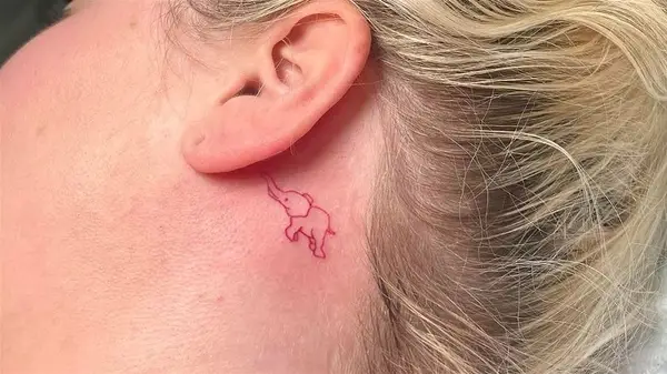 Red elephant tattoo