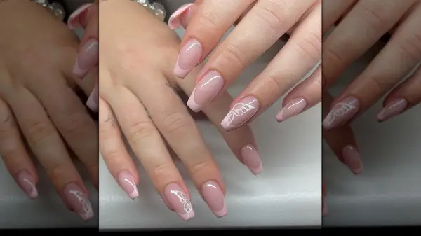 Pink and white nails