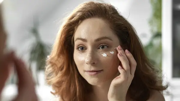 woman applying cream to skin