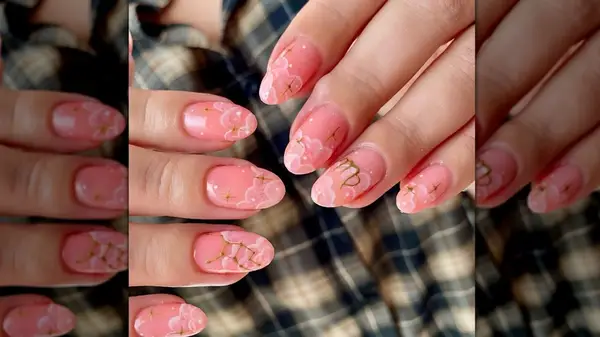 Pink cloudy Virgo nails