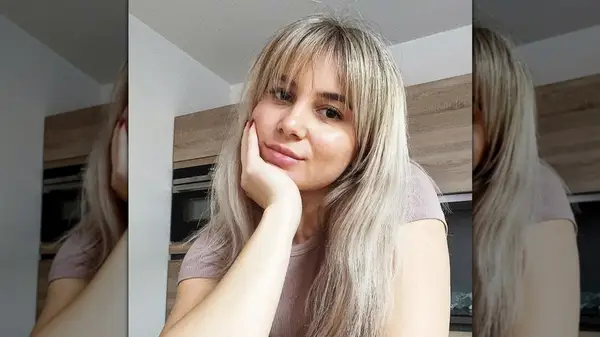 Blonde waterfall bangs