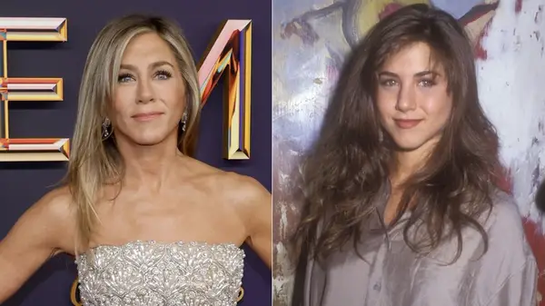 Jennifer Aniston with blond and brunette hair