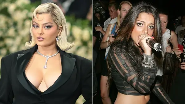 Bebe Rexha with blond and brunette hair